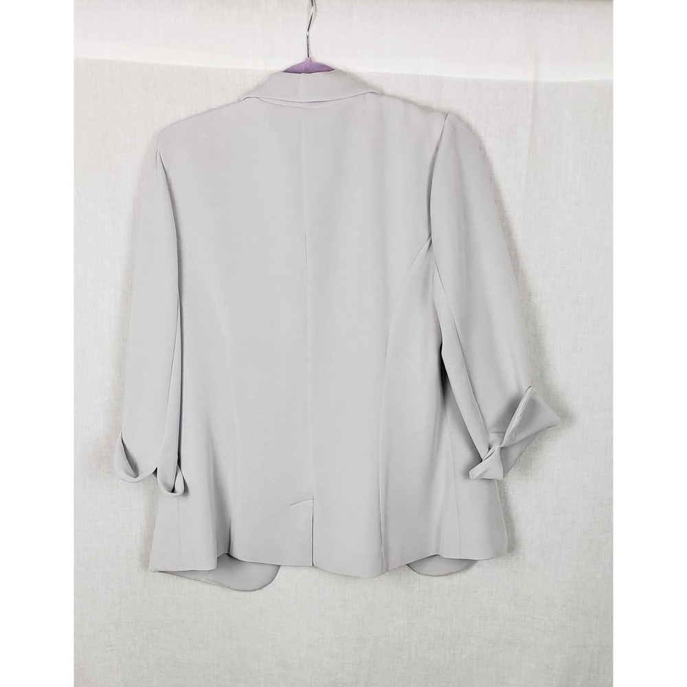 Skies Are Blue Floral Lined Blazer L Jacket Pale Gray Open Front Casual Spring - Picture 2 of 10